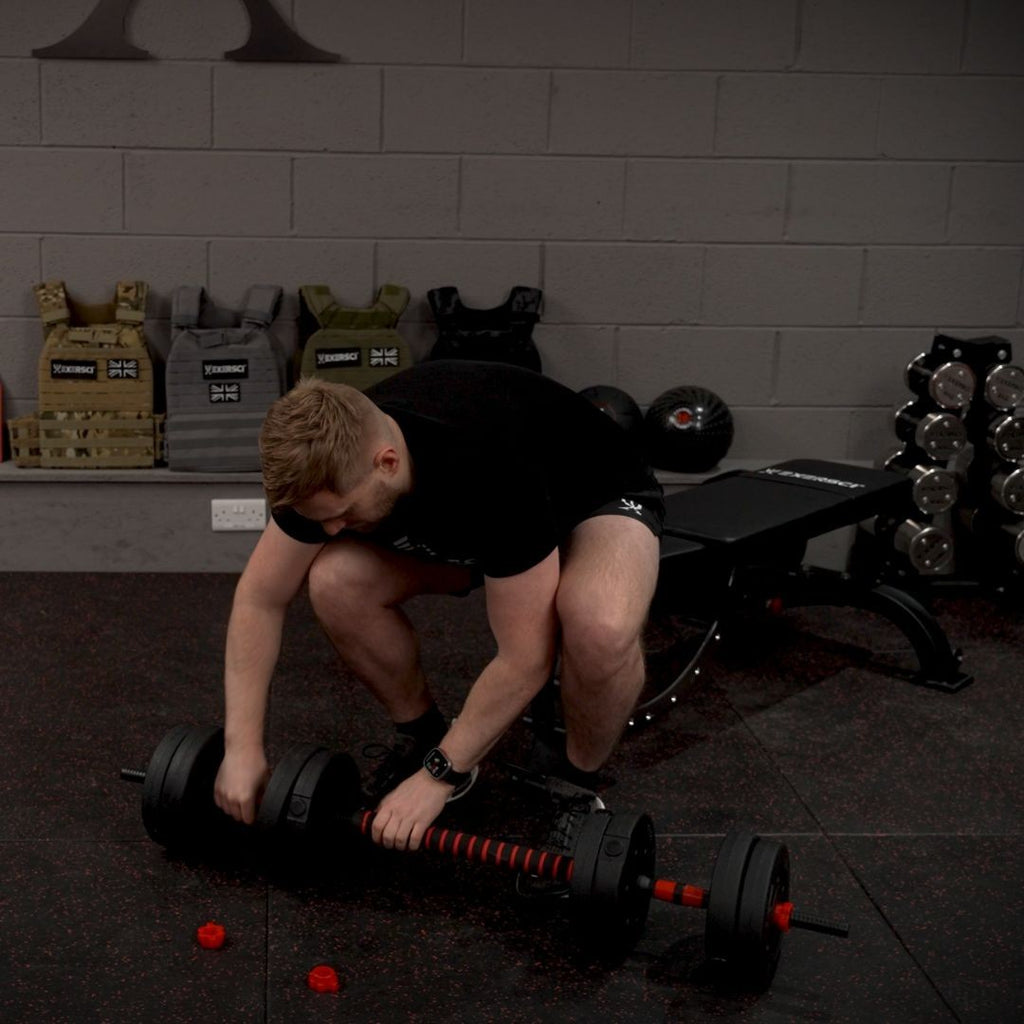 Exersci Adjustable Dumbbell Barbell Weights Set 20-40Kg with Kettlebell Option